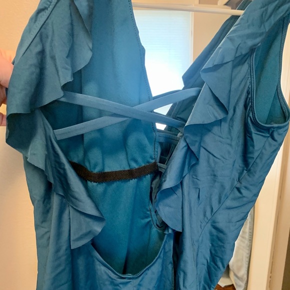 Blue One Peice Ruffle Swim - Picture 4 of 5